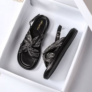 Women <b>Flat</b> One Buckle Beach <b>Sandals</b> 2026 Summer Cross Soft Sole fairy Style All Match Plus Size Outdoor Shoes - Product Image 6