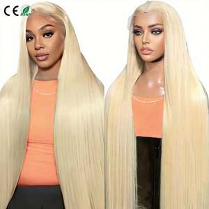 Perruque Lace Front Amygirl 24-32 pouces 613 13x4, densité 210%, lisse, blonde, pour femmes noires, pré-plumée, avec baby hair, longue, blonde naturelle - Product Image 1