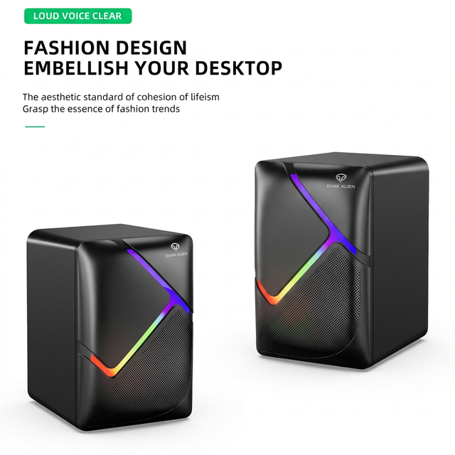 Hot Selling E-Sports Wired Speaker Mini Portable Desktop Laptop USB Multimedia Subwoofer RGB LED Lighting 2-Way Audio Gaming