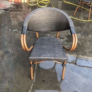 Silla de mimbre de bambú para terraza, conjunto de restaurante de ratán con brazos para jardín, patio, comedor, reposabrazos, cafetería, tienda de café - Product Image 3