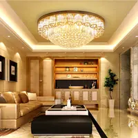 Moderne de luxe led cercle or cristal lustre plafonniers pour salon