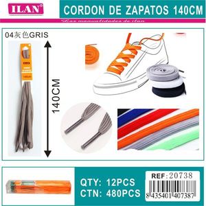 Laccio per Scarpe Ilan 140 Cm Grigio Piatto per Sneakers - Product Image 3