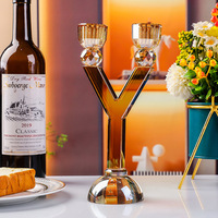 Élégant porte-bougie en cristal, décoration de table de mariage, décoration romantique pour dîner aux chandelles, fournitures pour événements