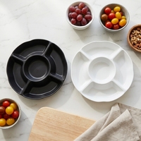 Plat de service en mélamine incassable à 6 compartiments, imprimé sur mesure, pour sauces et apéritifs, idéal pour les fêtes - Vente en gros