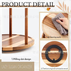 Wooden Lazy Susan Organizer 3 Tier <b>Rotating</b> Kitchen Storage <b>Rack</b> For Condiments Snacks <b>Spices</b> Countertop Display - Product Image 5