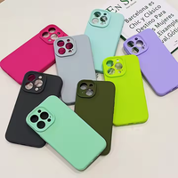 Coque de téléphone en silicone liquide TPU souple couleur personnalisée pour iPhone 15 16 17 18 Pro Max avec protection d'appareil photo
