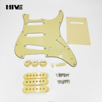 HIVE ST Electric Guitar SSS Pickguard Set Backplate Pickup Cover Switch Cap Complete Plastic Parts Replacement Kit with Screws