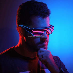 LED Polychrome Sonnenbrille Leuchtende Neonlichter Sprachsteuerungsversion Blinkende Blinds Rave-Brille Leuchtende DJ-Kostüm Halloween - Product Image 5