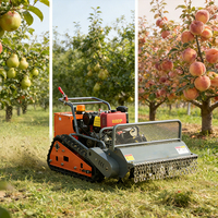 Mini-tracteur multifonctionnel télécommandé sans fil à chenilles pour tonte de pelouse, avec conception anti-herbe et capacité de creusement profond, idéal pour les espaces extérieurs.