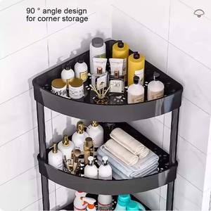 رف تخزين 3/طبقات رف تخزين بعربة متدحرجة رف تخزين بزاوية حمام مثلث رف أرضي قائم بقصة StorageRacks - Product Image 2