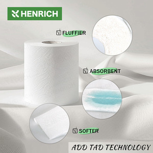Papier toilette Henrich, 3 plis, résistant, doux, blanc, rouleau de papier toilette en bambou écologique, fourniture d'usine Kleenxy, usage domestique - Product Image 3