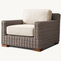 Ensemble de chaises longues modernes portables en rotin et bois pour l'extérieur, avec fauteuil et coussin, pour patio, véranda, jardin, véranda ensoleillée