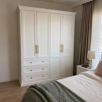 Armoire en bois blanc de style américain moderne, placard intégré sur mesure avec tiroirs pour appartement et maison