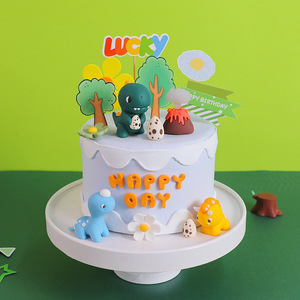 Pequeño animal suave goma muñeca ornamento Jurásico dinosaurio tema pastel decoración dibujos animados niños pastel Topper proveedores - Product Image 1