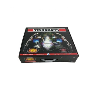 Custom toys packaging paperboard black corrugated box with plastic handle