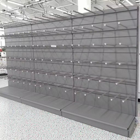 Étagère gondole d'occasion, présentoir à panneaux perforés, présentoirs pour quincaillerie, étagères pour magasins, étagère gondole pour boutique, supermarché