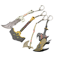 Porte-clés en métal de type hache et épée, pendentif fantaisie pour hommes, breloque pour sac de voiture, accessoire de cosplay, cadeau pour les fans de jeux