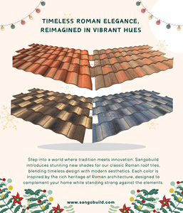 Marché américain Tuile romaine Aluminium Zinc Couleur orange Tuiles métalliques Prix Feuille de <span class=keywords><strong>toiture</strong></span> enduite de pierre - Product Image 3