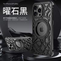 Nouvelle coque de téléphone portable magnétique rotative en métal ajouré de haute qualité avec support pour iPhone 16 15 Pro, antichoc et isolante