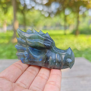 Crânes de dragon en labradorite polie de 8 cm, haute qualité, tendance mode, forte luminosité, pour la décoration de la maison, du bureau et comme cadeau d'affaires - Product Image 5