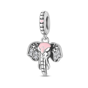 Pendentif attrayant en forme d'animal (éléphant, <span class=keywords><strong>chat</strong></span>, cygne) en zircon plaqué argent, perle pour bijoux, accessoires de bracelet DIY unisexe. Nouveau - Product Image 4