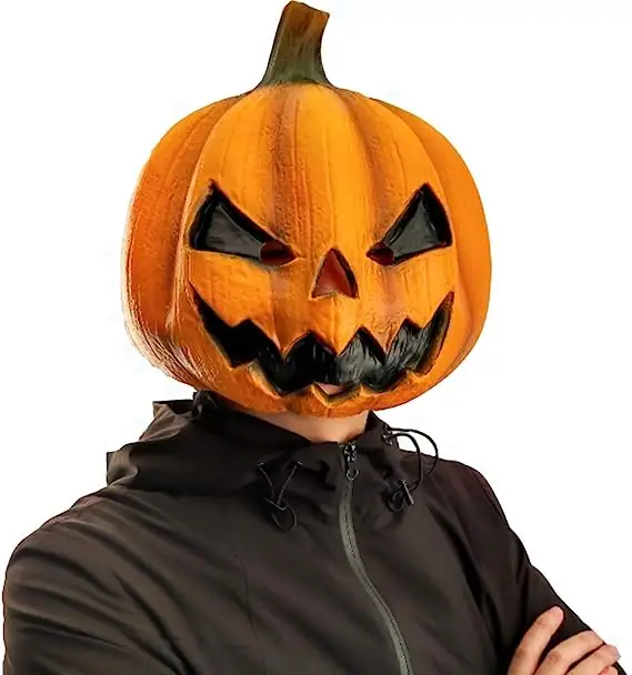 Full Head Cosplay Costume Party Props for Adults Deluxe Novelty Halloween Costume Party Props Latex Pumpkin Head Mask