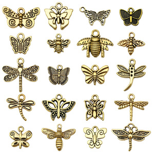 Pendentif en alliage d'or antique, motifs papillon, libellule, abeille, accessoire de bijouterie DIY, apprêts artistiques rétro pour projets créatifs - Product Image 5