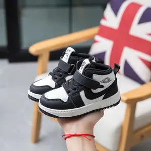 Fashion Kids Sneakers Toddler Sports Shoes High Top Basketball Shoe for Boys and Girls Breathable Soft Flat Children's Leather