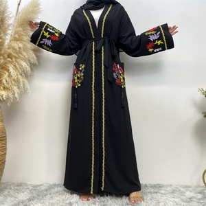 1870 #   Cárdigan Elegante para Mujer con Diseño de Líneas Doradas, Bordado Colorido y Bolsillos Delanteros con Borlas - Product Image 2