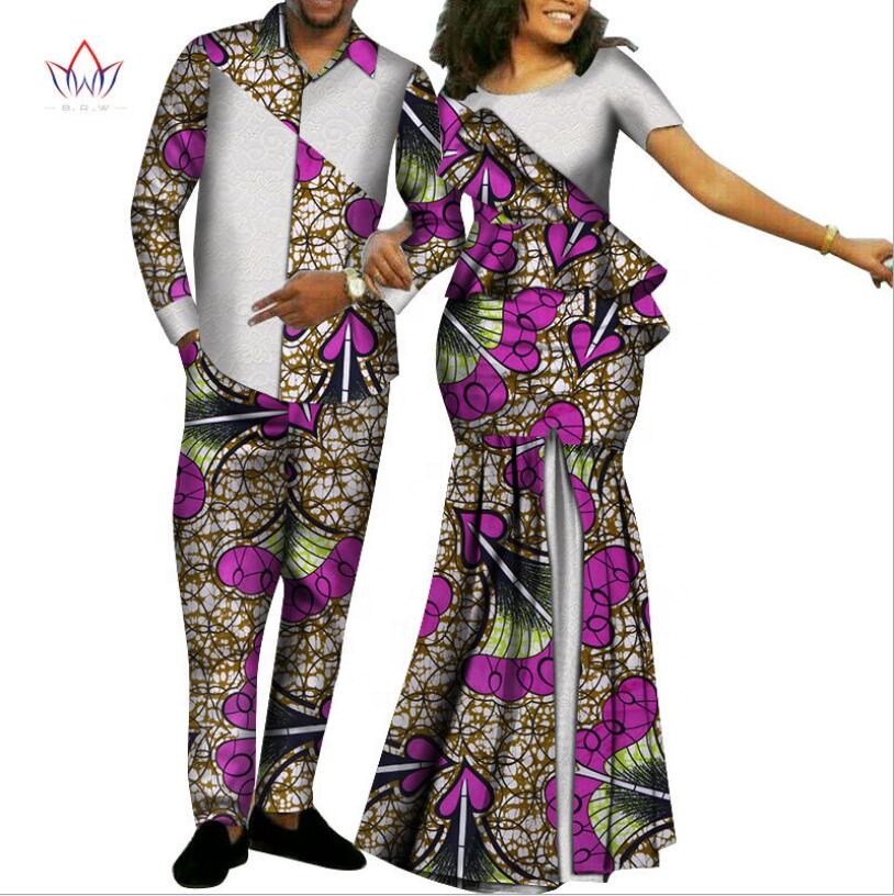 African Ethnic Couple clothing Bazin Women's Dresses and Men's Suits Dashiki Wedding Dresses