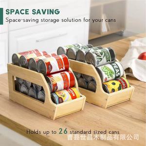 Estante de madera para almacenar alimentos enlatados, organizador apilable de 3 niveles para uso en la despensa de la cocina - Product Image 4