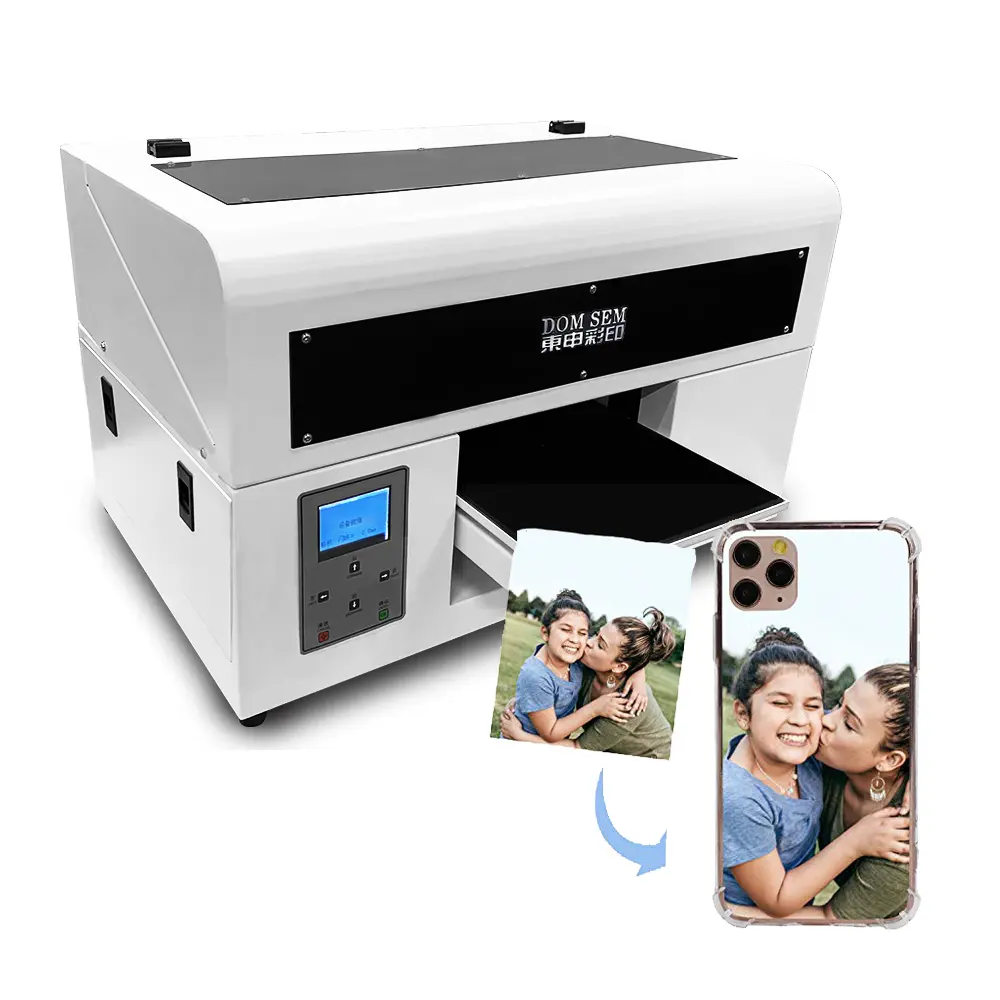 DOMSEM New XP600 Small Desktop Digital A4 Uv Flatbed Mobile Cover Printer Phone Case Printing Machine stampanti UV