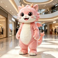 Costume de mascotte animale en peluche personnalisé, dragon rose mignon, chat, créature fantastique, dinosaure, en EVA, pour adultes, unisexe, extérieur
