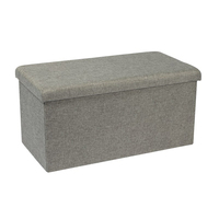Bailey grand banc d'organisateur de pouf de stockage de repose-pieds pliant en lin pour économiser de l'espace et du salon