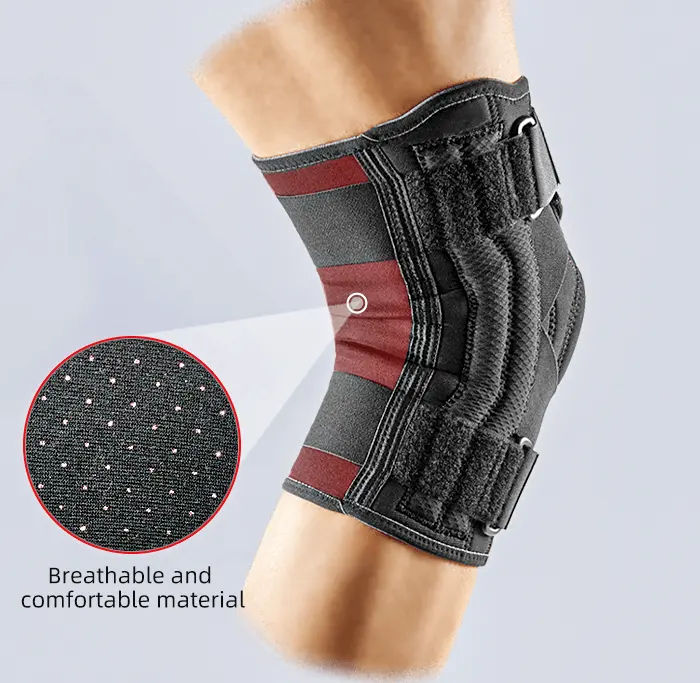 Rodillera con bisagras, soporte de rodilla con almohadillas de silicona y correas de compresión ajustables, fabricante
