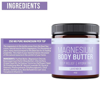 Beurre Corporel Hydratant au Magnésium Pur à 100% (Huile de Magnésium) 4oz Lavande pour Améliorer le Sommeil et Hydrater la Peau, à l'Huile Essentielle pour la Nuit