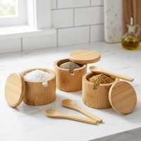 Support de rangement de comptoir à un niveau pour pots à épices en bambou avec couvercles, organisateur de cuisine, personnalisable avec logo et taille OEM