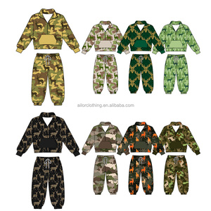 Tracksuit Kids Polyester half zip Camo Print Windproof <b>Thermal</b> <b>Boys</b> Girls Wholesale Clothing Jogging Suit - Product Image 4