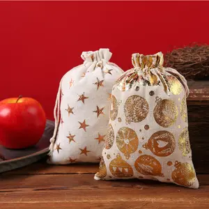 Подарочные сумки Goody, рождественские подарочные сумки из мешковины на шнурке, Рождественская клетчатая сумка из буйвола на шнурке, X2073