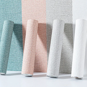 Rollos de pegatinas de pared de lino suave impermeables de alta calidad para decoración del hogar, papel tapiz autoadhesivo grueso de 50cm * 9m - Product Image 1