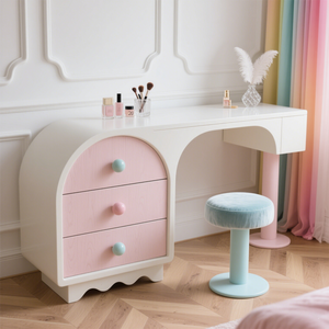 Tocador Moderno de Madera Maciza Color Crema, Nuevo Gabinete de Almacenamiento Integrado <span class=keywords><strong>para</strong></span> Dormitorio con Armario y Tocador - Product Image 1