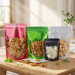 In Stock Aluminum <b>Foil</b> Stand up Pouch with Clear <b>Window</b> Ziplock Resealable Food Grade Packaging Bag for Pet Food Candy Chips - Product Image 2