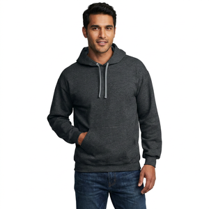 Custom Made Men's 100% Cotton Acid Wash Slim Fit Streetwear Oversized Hooded Collar Winter <b>Sweatshirt</b> with Solid Pattern - Product Image 1