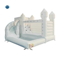 Combo Commercial PVC Gonflable pour Fêtes, Château Gonflable Commercial Blanc avec Toboggan pour Enfants