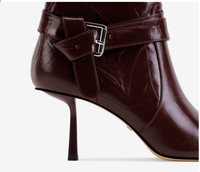 Bottes en cuir véritable pour l'automne/hiver, sexy et tendance, à bout pointu, talons hauts et fins, fermeture éclair, doublure en peau de mouton, coupe ample