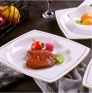 OEM/ODM Hand-<strong>Painted</strong> Gold Edge 10inch Flat <strong>Ceramic</strong> Gold Rimmed Dinner Plates <strong>Elephant</strong> Porcelain Plates - Product Image 3