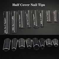 Aillsa 240 pièces/boîte Faux ongles carrés XXL/3XL extra longs en ABS, pré-conçus, sans courbe en C, pour manucure française à demi-couverture