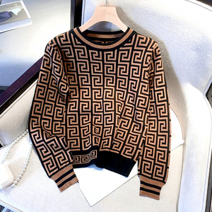 Maglione Pullover a Girocollo in Maglia Autunno/Inverno 2023 da Donna Casual a Maniche Lunghe con Motivo Geometrico - Product Image 1