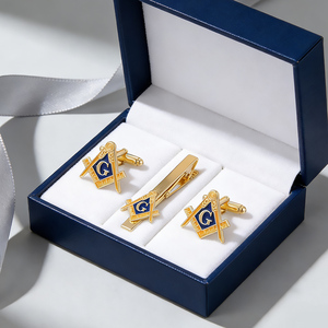 商务礼品批发时尚配饰低价无模具成本金属袖扣定制领带夹共济会共济会袖扣 - Product Image 4