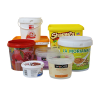 Fabricants en gros seau rond en plastique seau carré seau d'emballage alimentaire imprimé personnalisé avec couvercle avec poignée